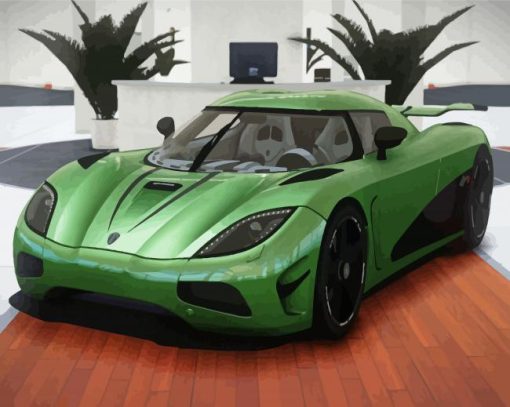 Green Koenigsegg Agera Car Diamond Painting