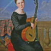 Guitarist Woman In Black Dress Diamond Painting