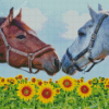 Horses In Sunflowers Diamond Painting