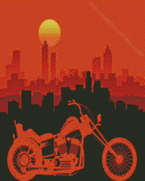 Motorcycle Sunset Diamond Painting