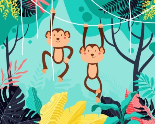 Swinging Monkeys Diamond Painting