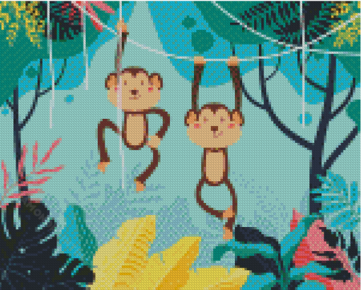 Swinging Monkeys Diamond Painting