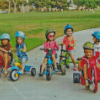 Kids On Trikes Diamond Painting