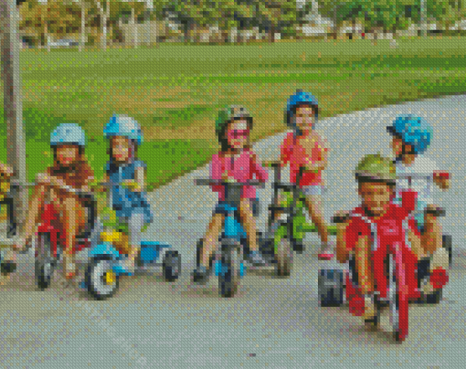 Kids On Trikes Diamond Painting