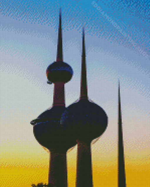 Kuwait Towers At Sunset Diamond Painting