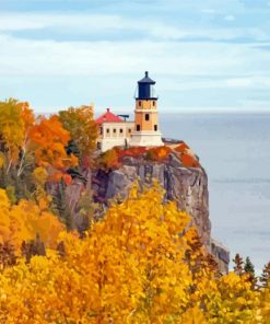 Lighthouse North Shore Minnesota Fall Diamond Painting