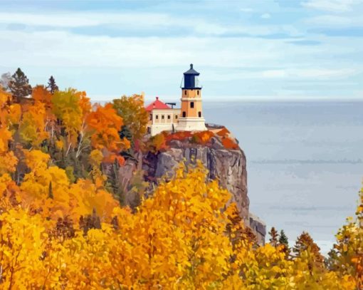 Lighthouse North Shore Minnesota Fall Diamond Painting