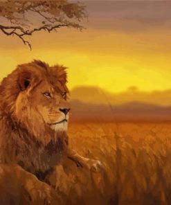 Lion In The Grass Diamond Painting