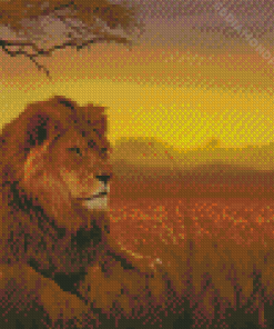 Lion In The Grass Diamond Painting