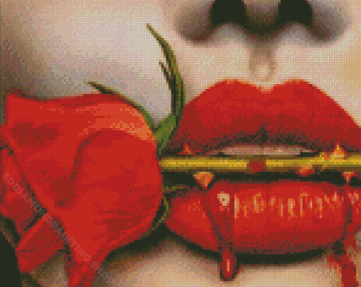 Lips Flower Diamond Painting