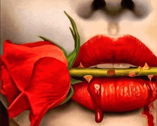 Lips Flower Diamond Painting