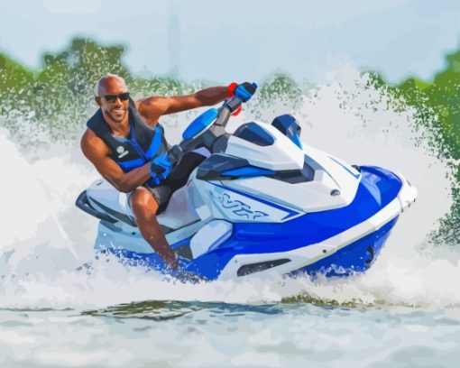 Man Riding Jet Ski Diamond Painting