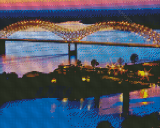 Memphis Bridge At Night Diamond Painting