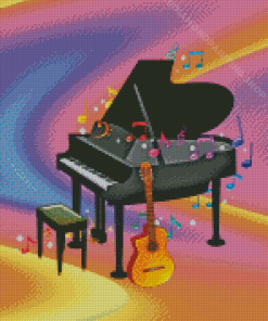 Music Instruments Piano And Guitar Diamond Painting