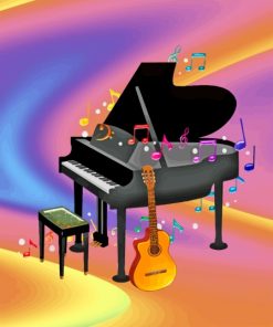 Music Instruments Piano And Guitar Diamond Painting