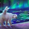 Northern Lights With Mom And Baby Polar Bear Diamond Painting