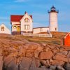 Nubble Lighthouse Maine York Diamond Painting