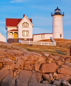 Nubble Lighthouse Maine York Diamond Painting