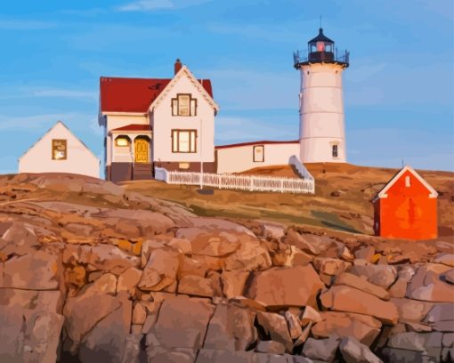 Nubble Lighthouse Maine York Diamond Painting