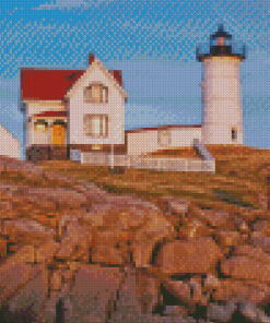 Nubble Lighthouse Maine York Diamond Painting