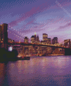 Pebble Beach New York Purple Sunset Scene Diamond Painting