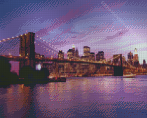 Pebble Beach New York Purple Sunset Scene Diamond Painting