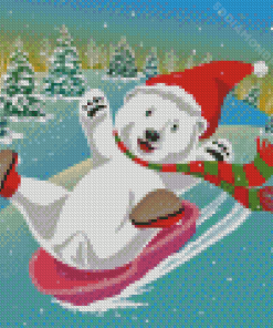 Polar Bear Sledding Diamond Painting