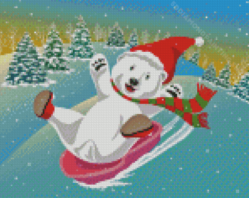 Polar Bear Sledding Diamond Painting