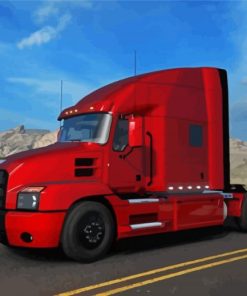 Red Semi Mack Truck Diamond Painting