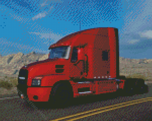 Red Semi Mack Truck Diamond Painting