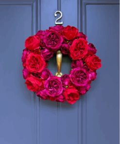 Red And Pink Door Roses Wreath Diamond Painting