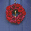 Red And Pink Door Roses Wreath Diamond Painting