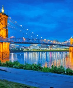 Roebling Bridge Covington Kentucky At Night Diamond Painting