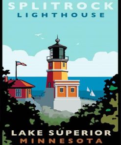 SplitRock Lighthouse North Shore Minnesota Poster Diamond Painting