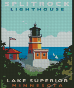 SplitRock Lighthouse North Shore Minnesota Poster Diamond Painting