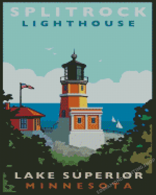 SplitRock Lighthouse North Shore Minnesota Poster Diamond Painting