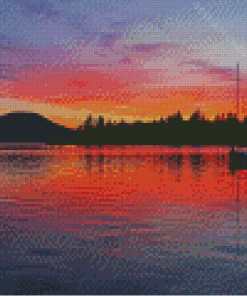 Squam Lake Sunset Reflection Diamond Painting