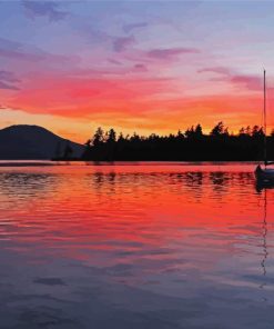 Squam Lake Sunset Reflection Diamond Painting