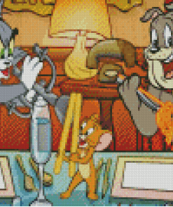 Tom And Jerry And Dog Cartoon Diamond Painting