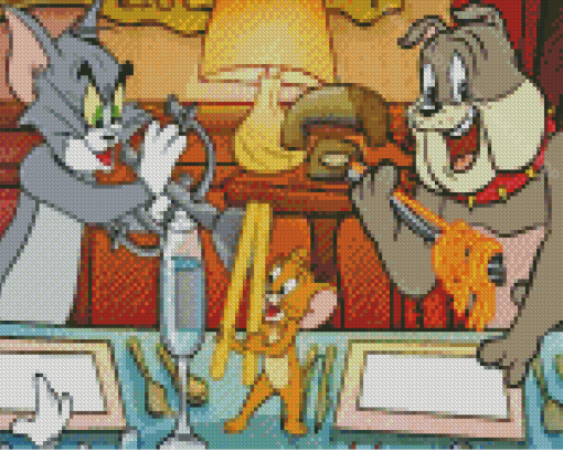 Tom And Jerry And Dog Cartoon Diamond Painting