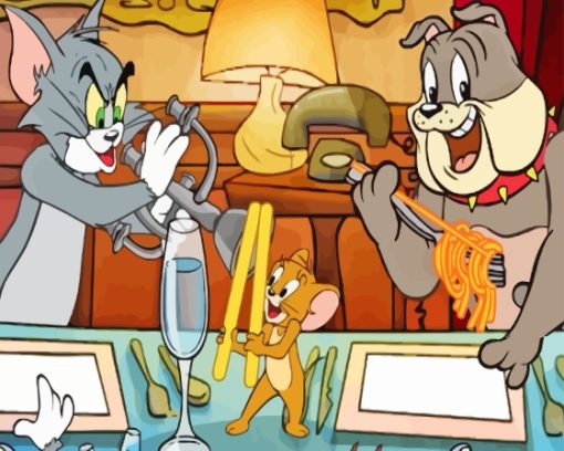 Tom And Jerry And Dog Cartoon Diamond Painting