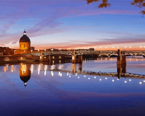 Toulouse Pont Saint Pierre Water Reflection Diamond Painting