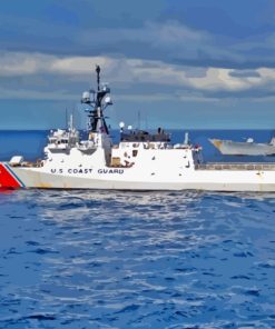 United States Coast Guard Ship In The Sea Diamond Painting