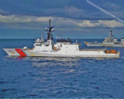 United States Coast Guard Ship In The Sea Diamond Painting