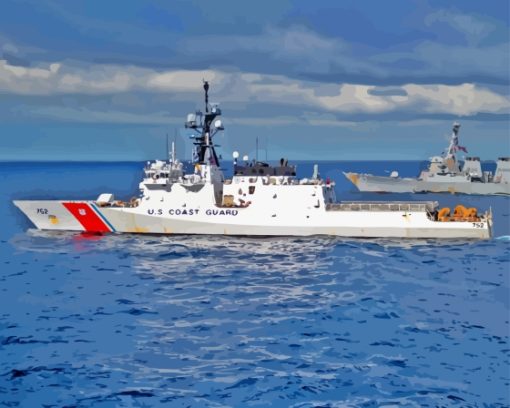 United States Coast Guard Ship In The Sea Diamond Painting