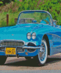 Vintage Blue Corvette Car Diamond Painting