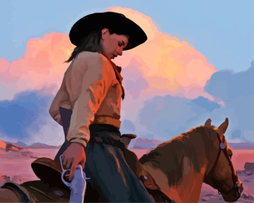 Western Cowgirl With Horse Diamond Painting