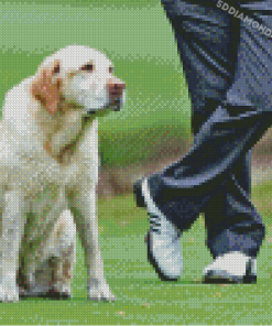 White Golf Dog Diamond Painting