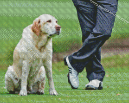 White Golf Dog Diamond Painting