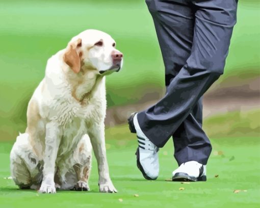 White Golf Dog Diamond Painting